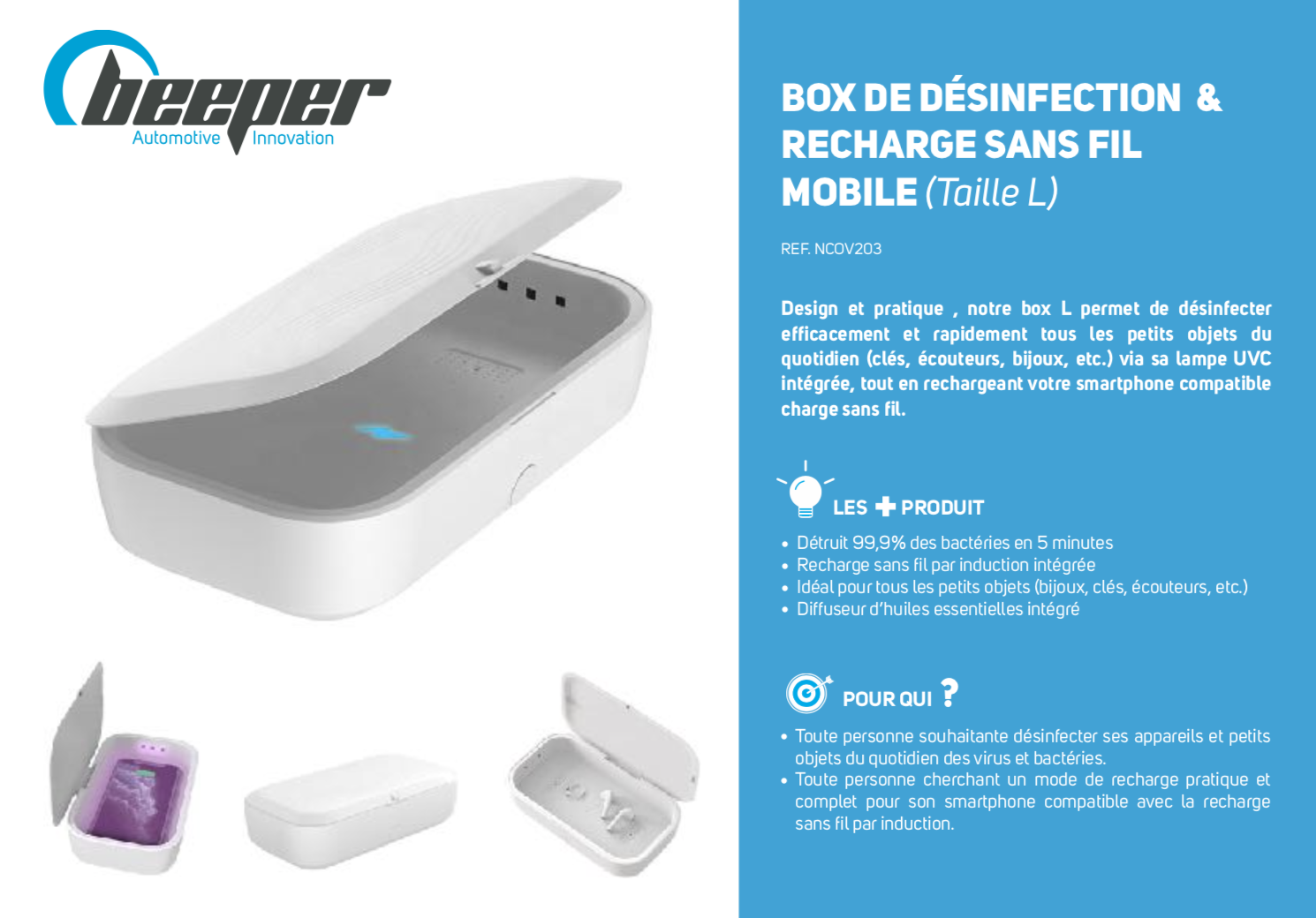 NCOV203 - Box recharge & désinfection mobile 2 en 1 (Taille L)